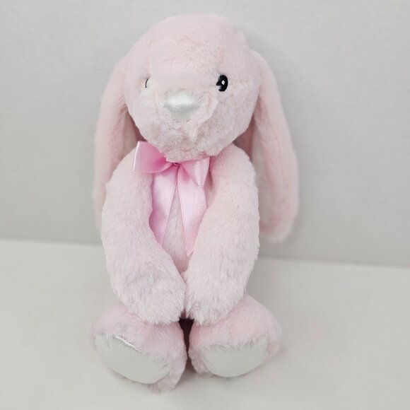 The Petting Zoo Pink Bunny Plush Rabbit Easter Embroidery Eyes Stuffed Animal - Picture 1 of 10